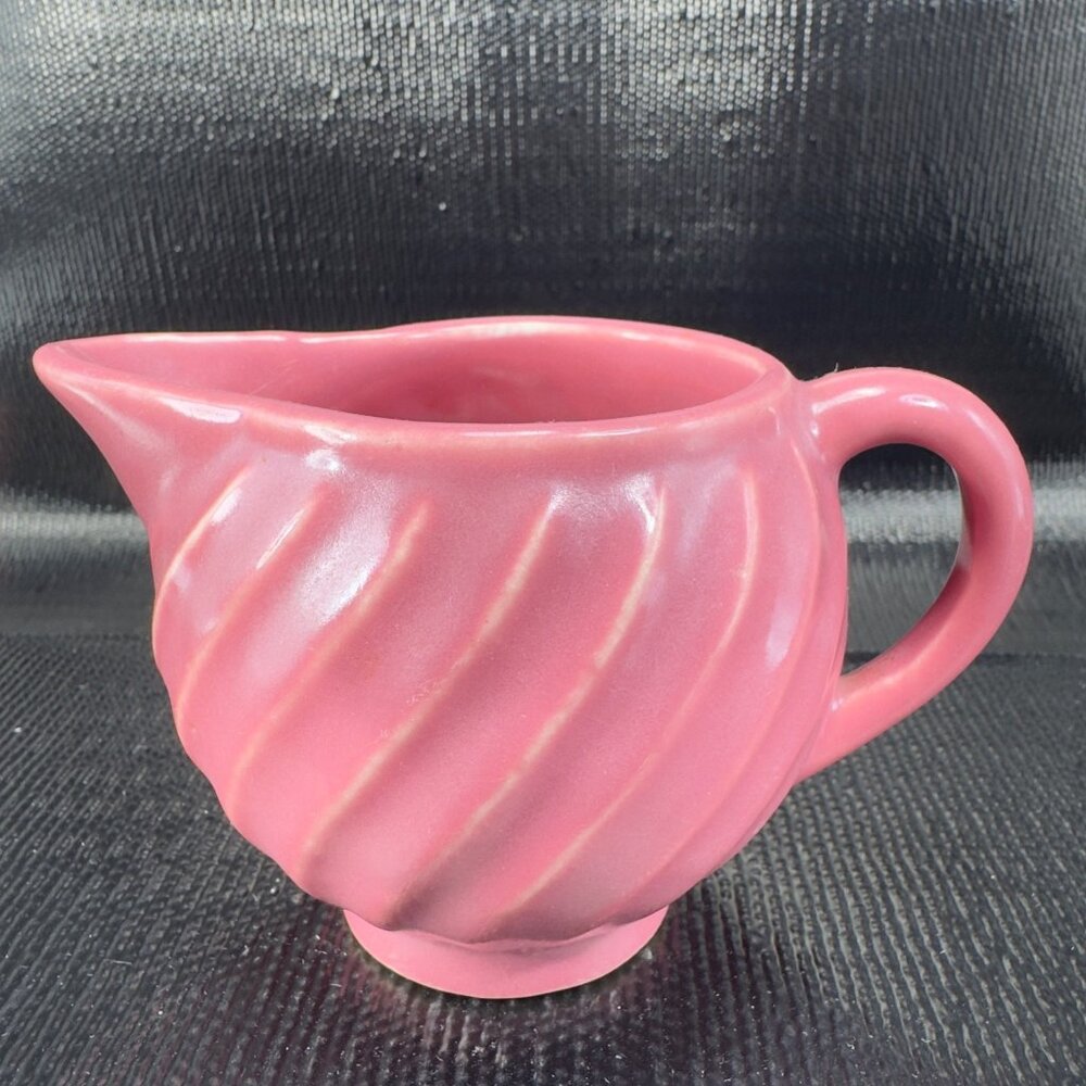 Antique American Pottery USA Mauve Swirl Pattern Small Pitcher Creamer Vintage